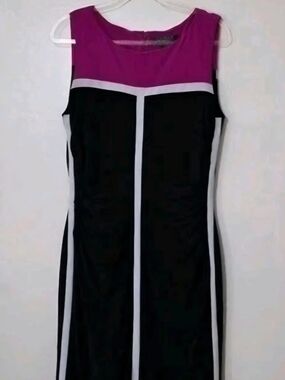 Lauren Ralph Lauren Colorblock Shirred Sleeveless Bodycon Dress Preppy Date Sz 8